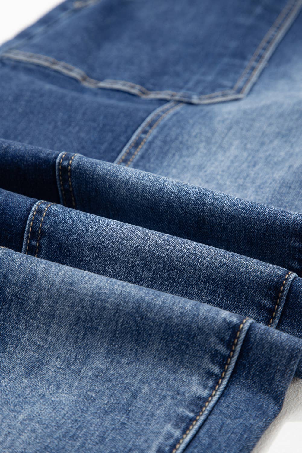Drawstring Seam Detail Raw Hem Wide Leg Denim Pants