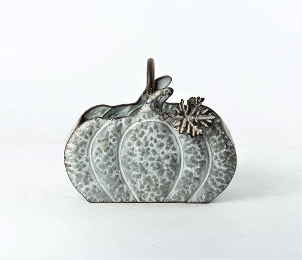 GRAY ZINC & WHITE WASH PUMPKIN PLANTER