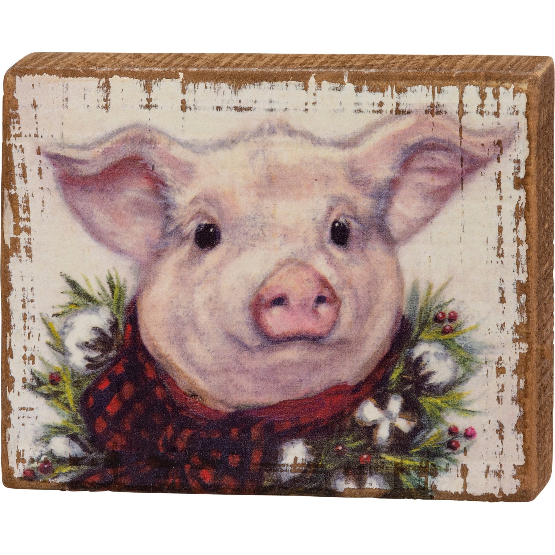 Merry Block Sign- Pig
