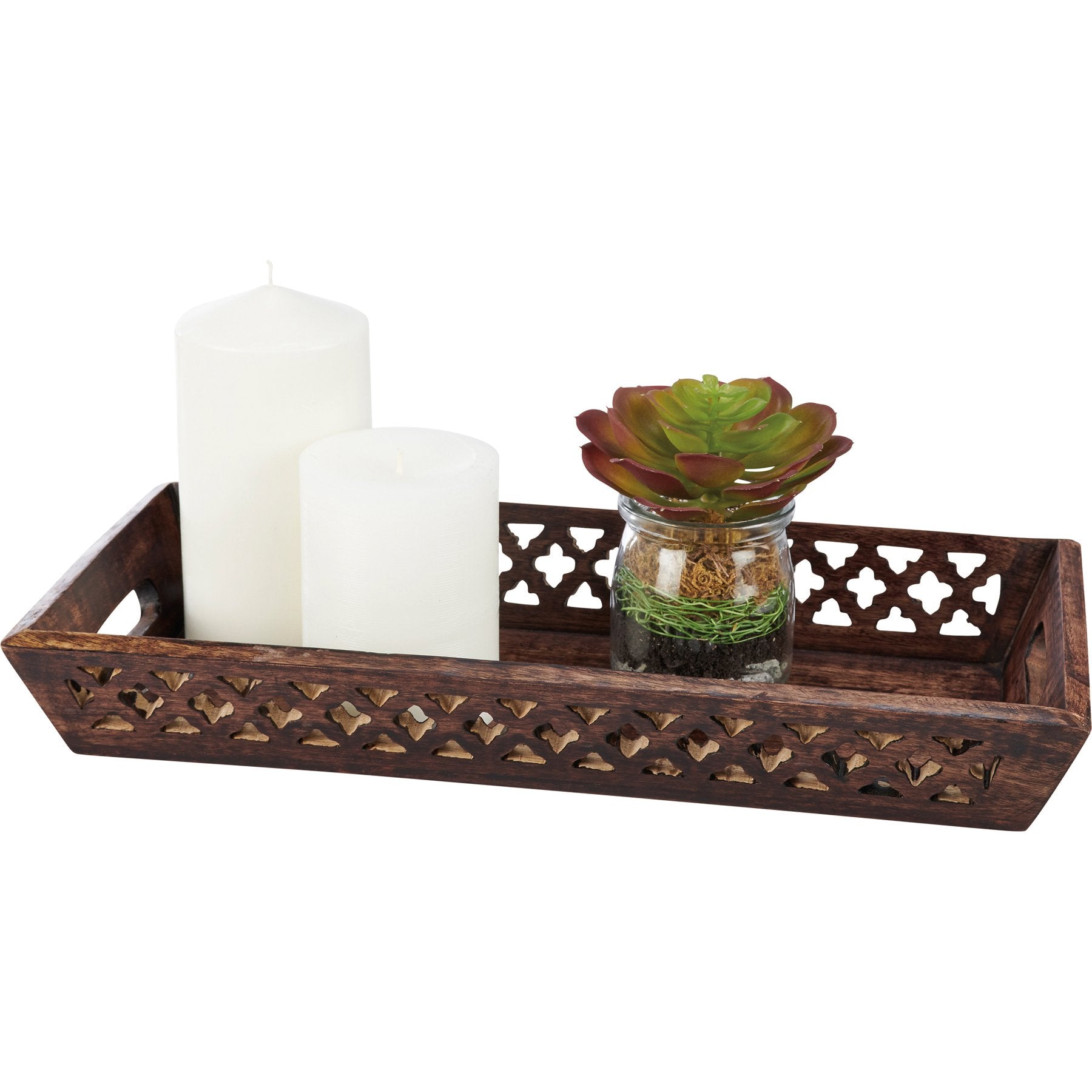 Diamond Cutouts Wood Tray