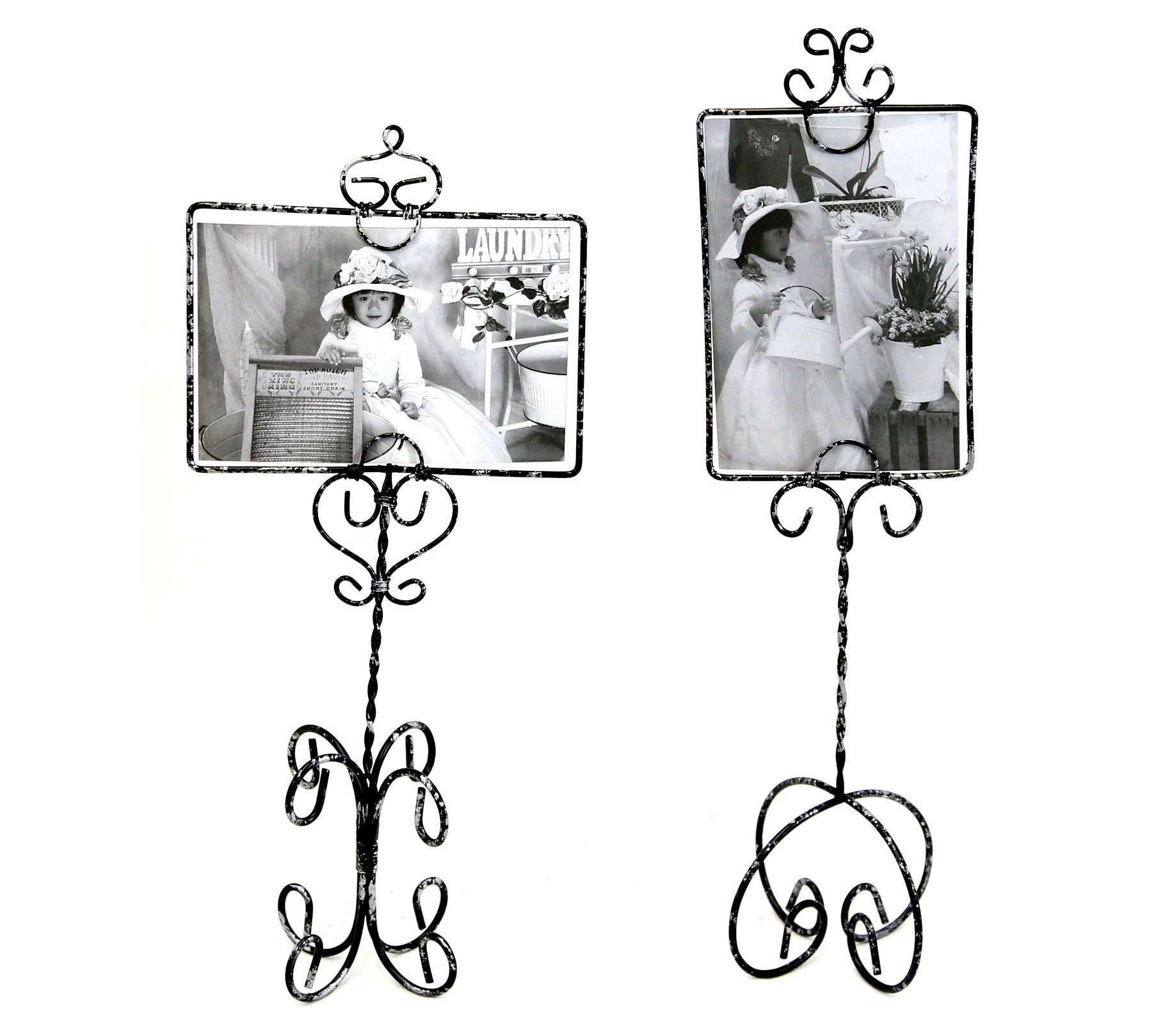 Set of Two Black and Silver Wire Picture Frame