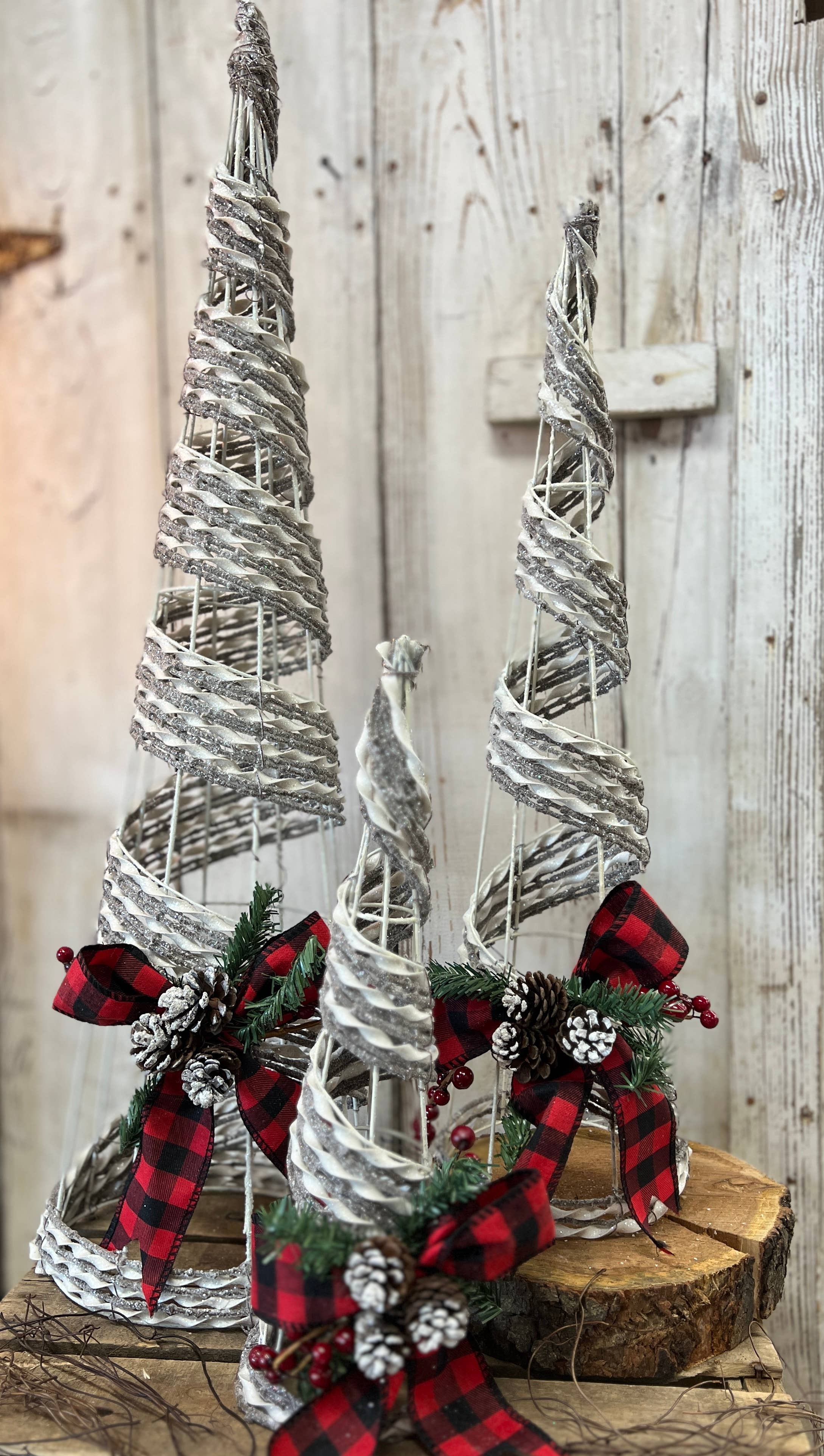 Glitery Natural Trees Set of 3 16in, 24in and 32in