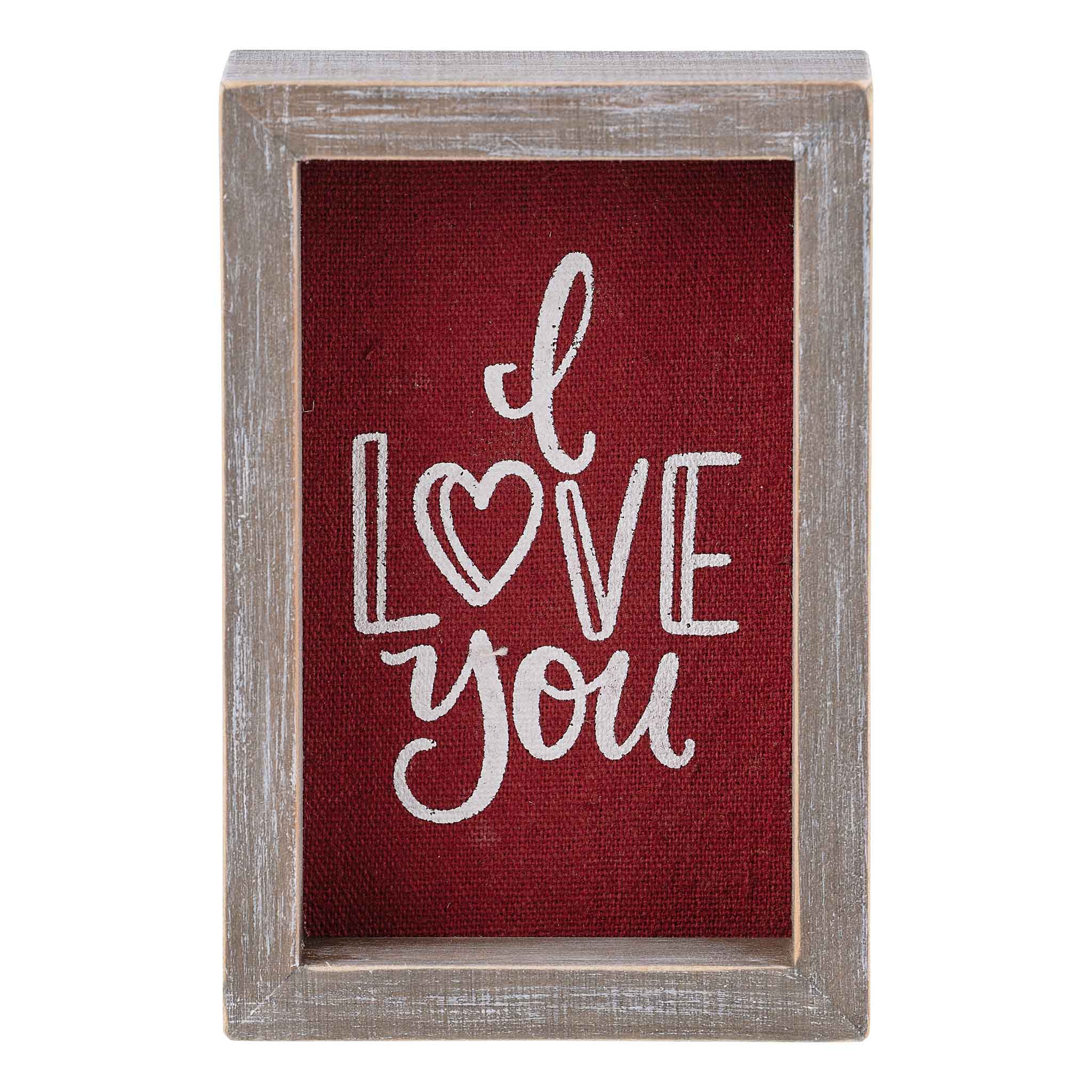 I Love You Red Linen Framed Board - Valentine's