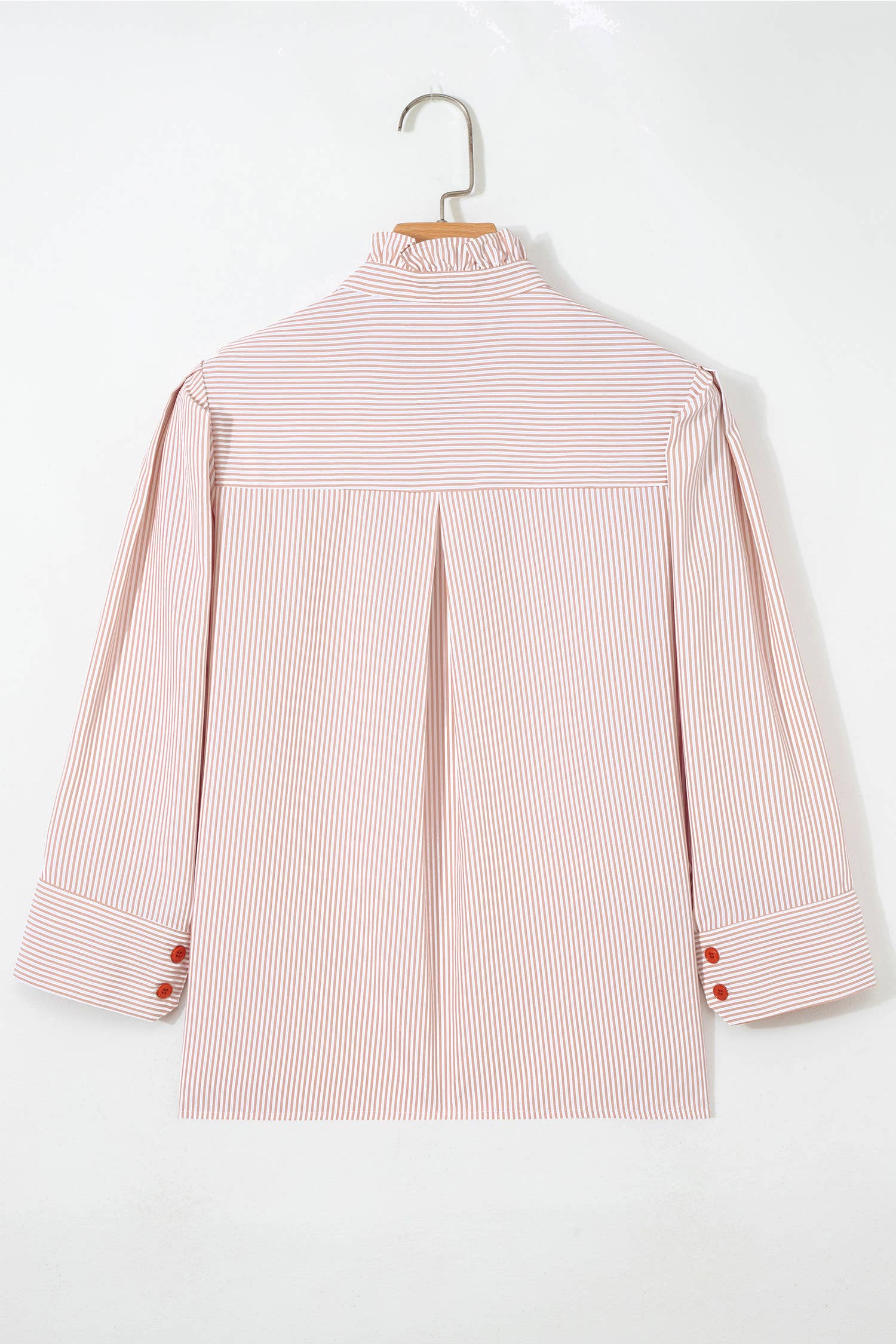 Stripe Patchwork Frilled Collar Button Down Shirt (S-XL)