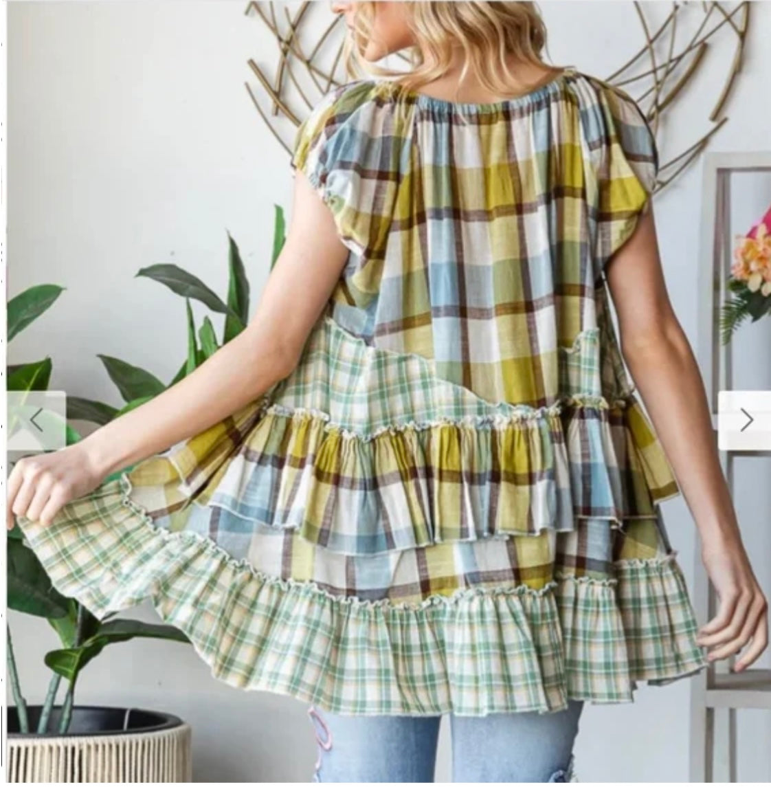Plaid Ruffle Top