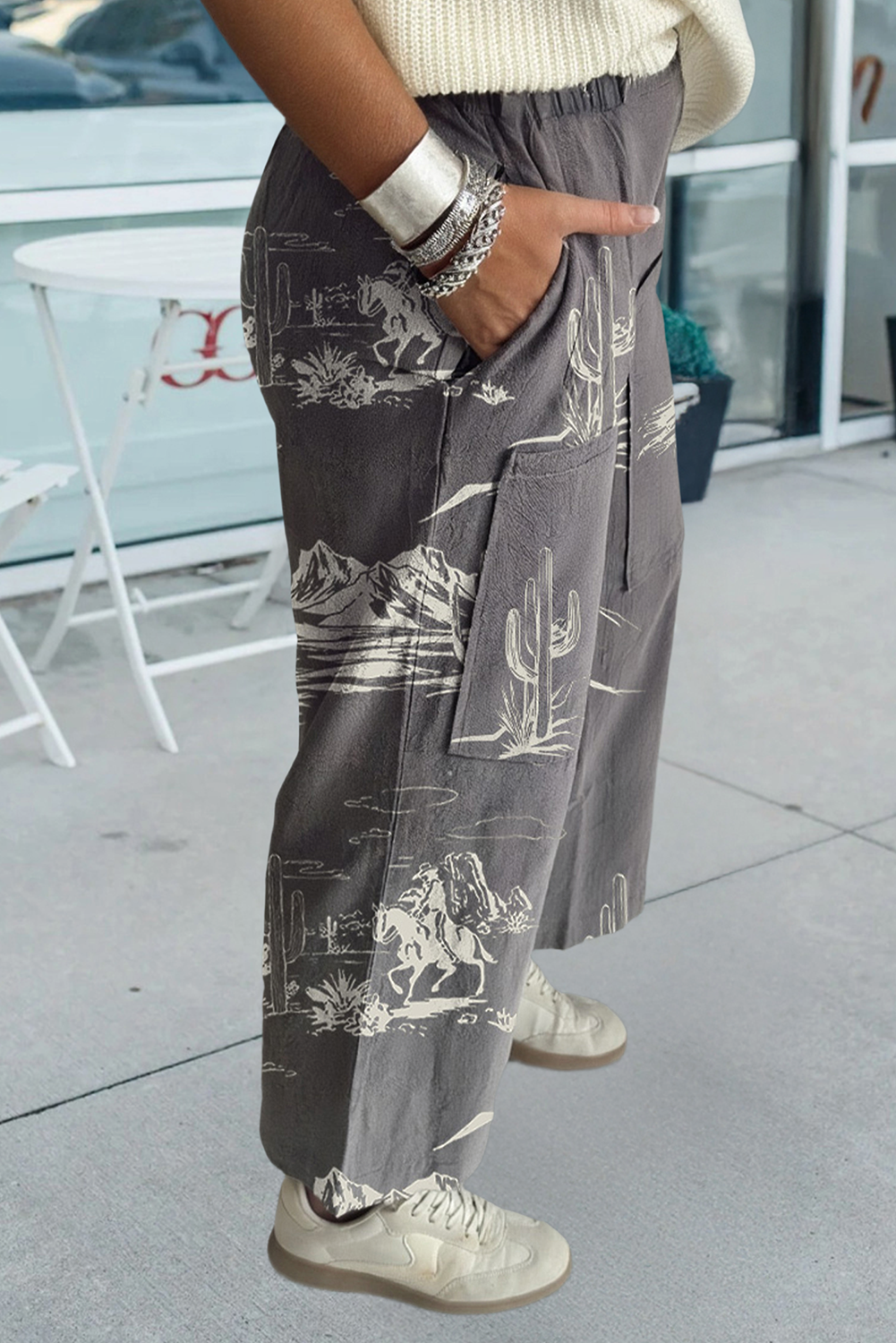 Western Wild West Riding Vintage Printed Shift Jeans