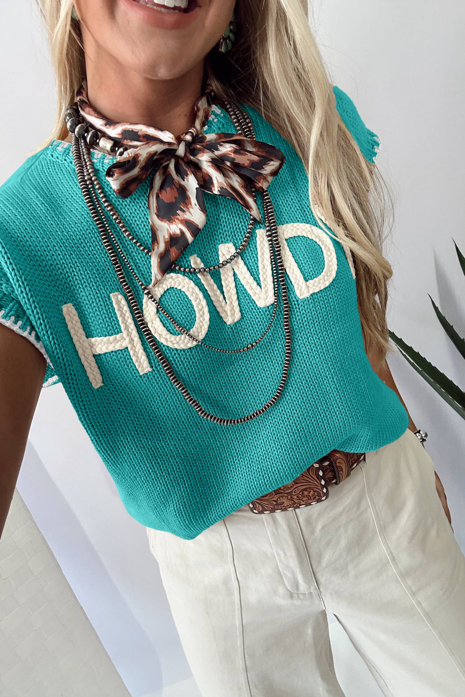 Western HOWDY Embroidered Knit Graphic Top