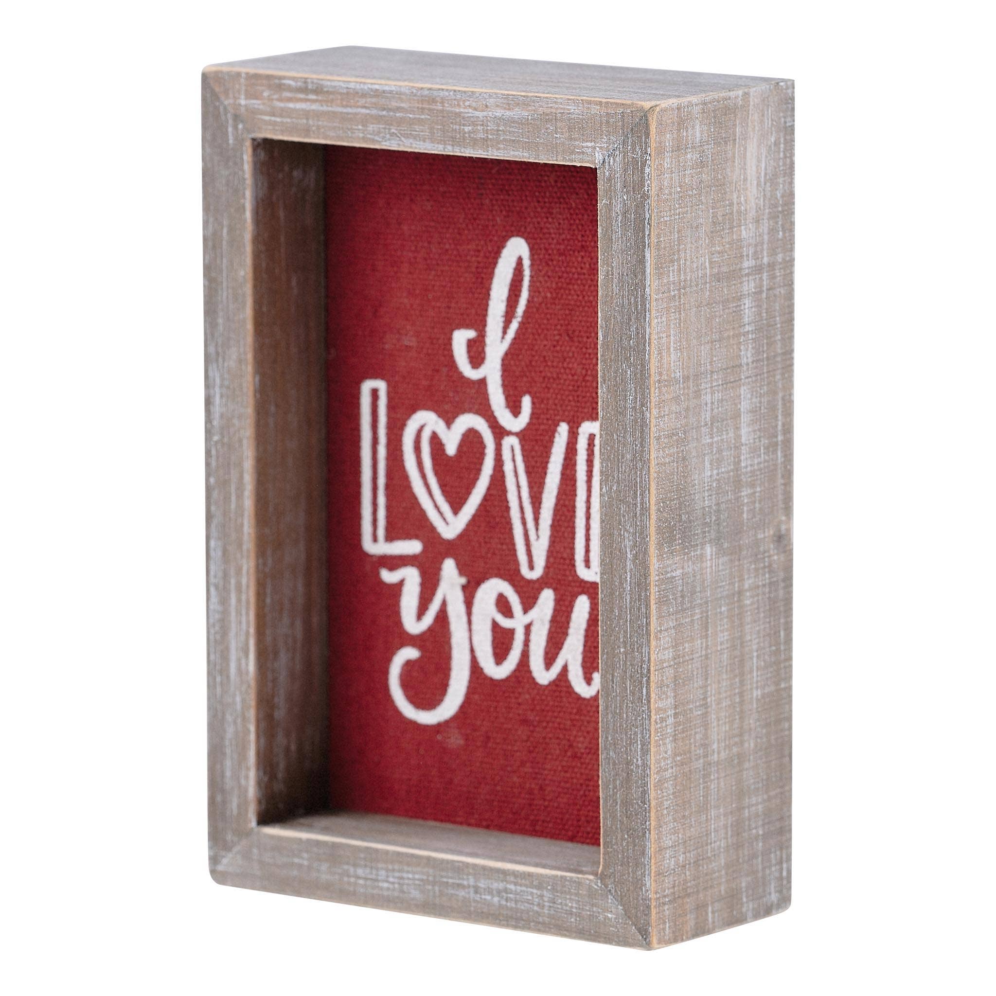 I Love You Red Linen Framed Board - Valentine's