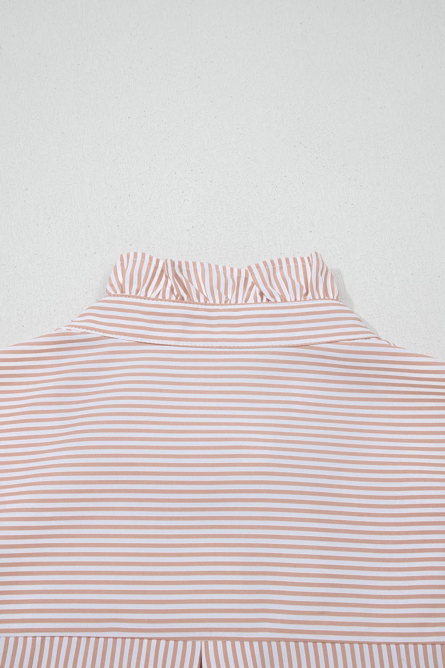 Stripe Patchwork Frilled Collar Button Down Shirt (S-XL)