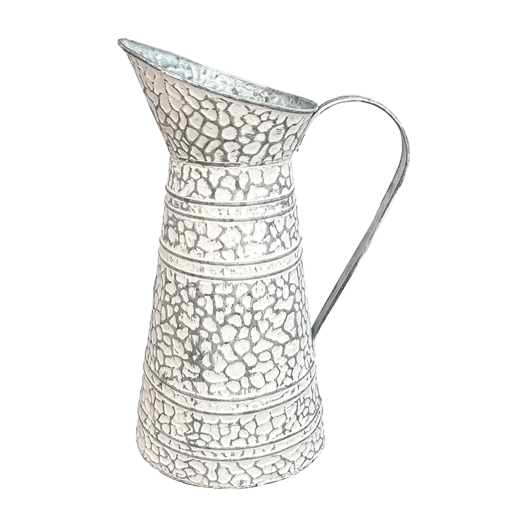 White Rustic Pitcher - 8.66 x 6.7 in / 13 in tall