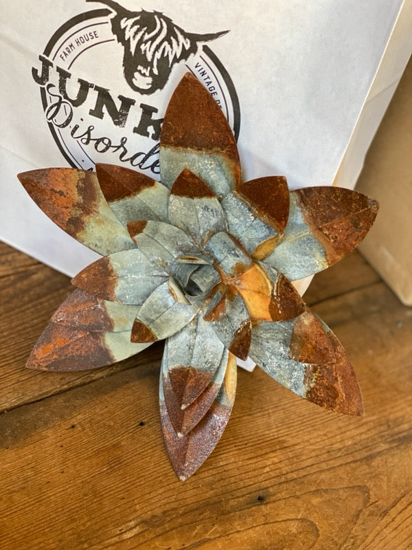 Zinc Metal Flowers- Extra Large Grey Zinc/Rust