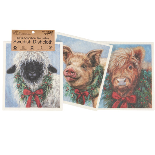 Christmas Animal Swedish Dishcloth Set