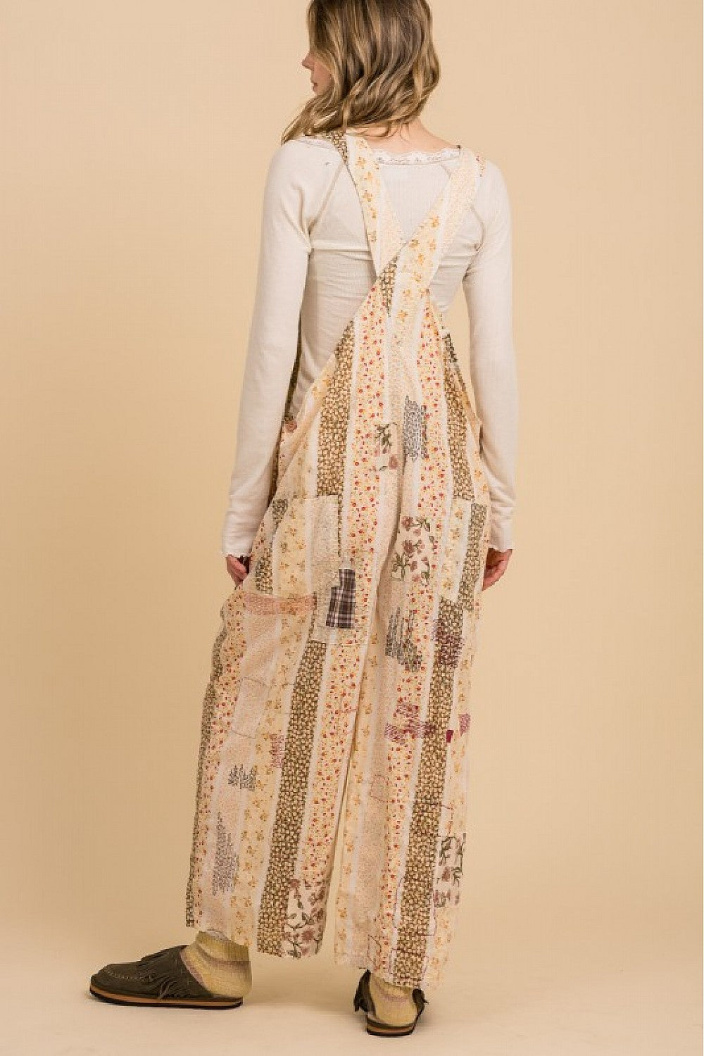 Multi Print Patchwork Jumpsuit With Adjustable Straps