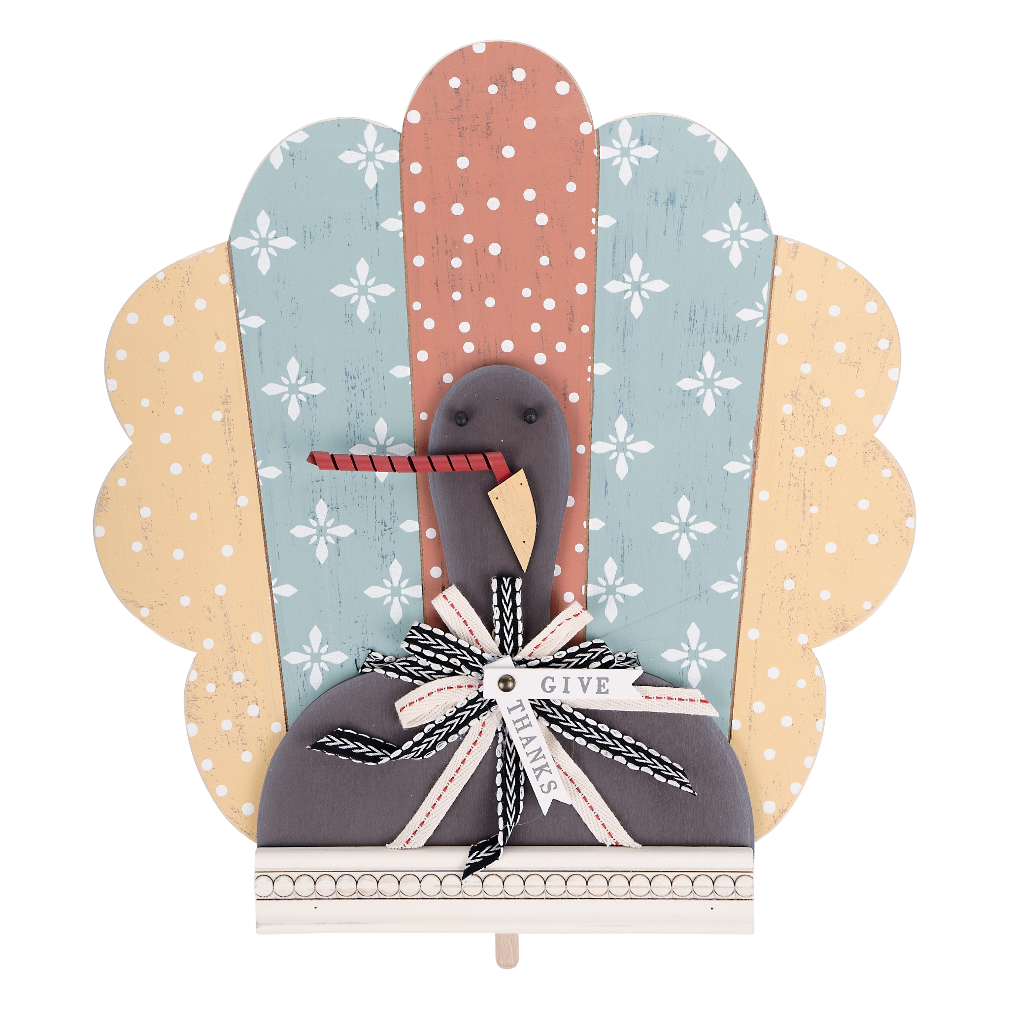 Colorful Give Thanks Turkey Topper - Fall Decor