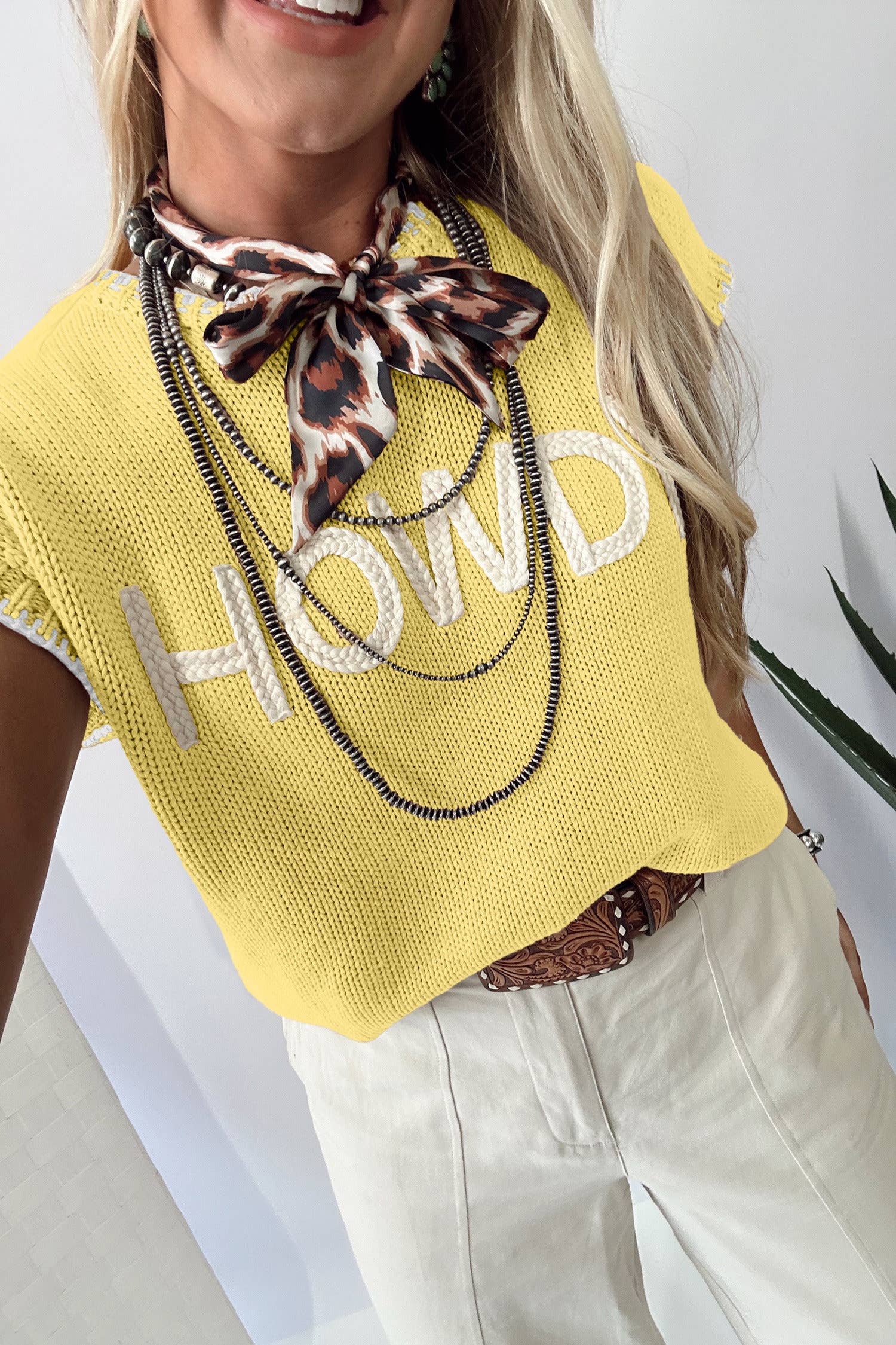 Western HOWDY Embroidered Knit Graphic Top