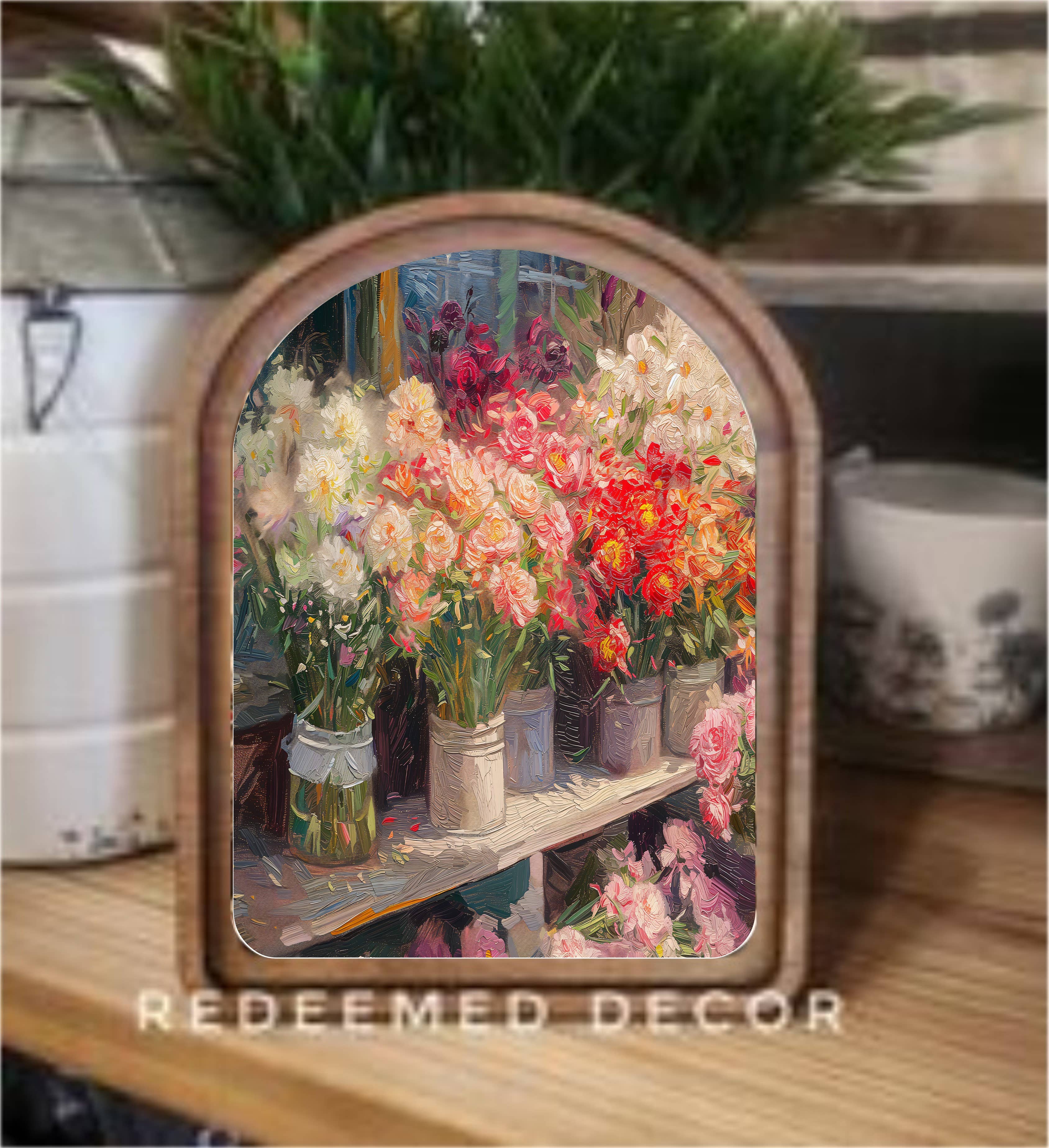 Arch Top Flower Shop Framed Art