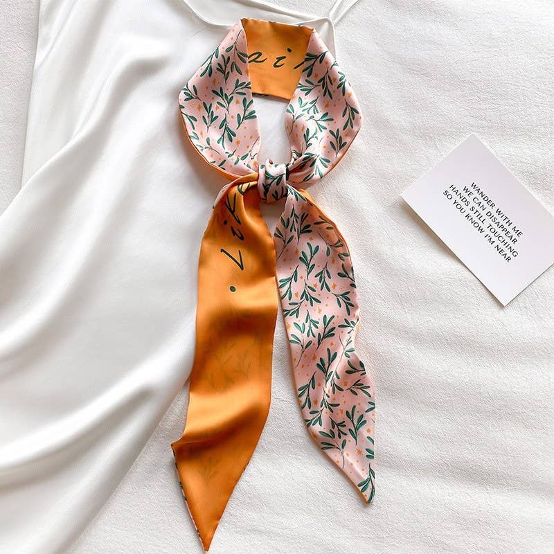 SOFT SILKY SKINNY TWILLY SCARF NECKLACE WRAP | 40SC685
