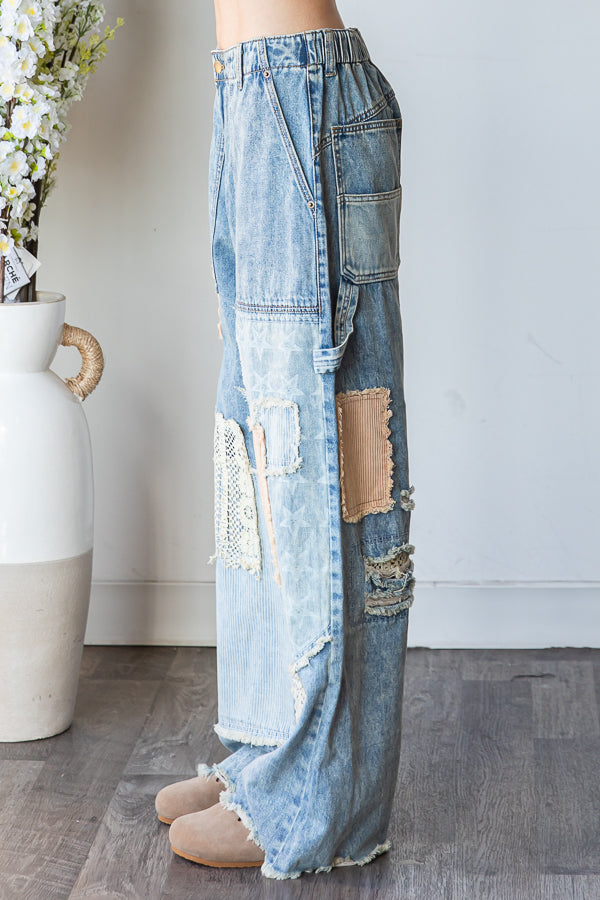 Washed Multi Patch Denim