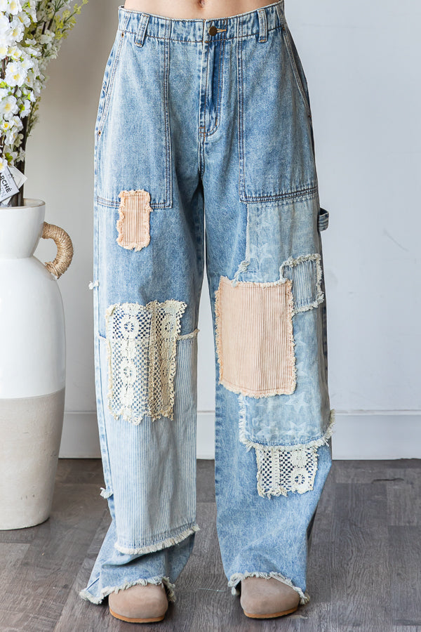 Washed Multi Patch Denim