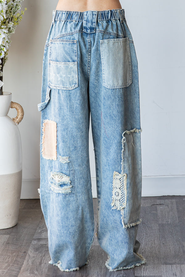 Washed Multi Patch Denim