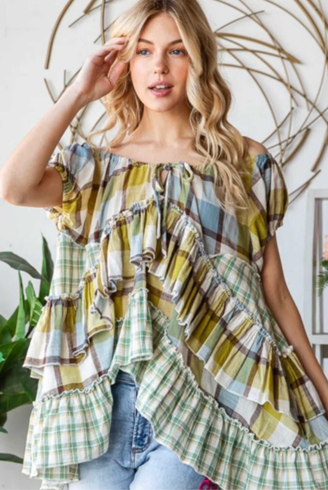 Plaid Ruffle Top