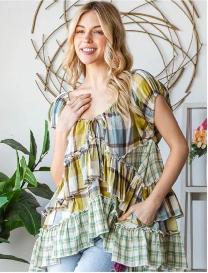Plaid Ruffle Top
