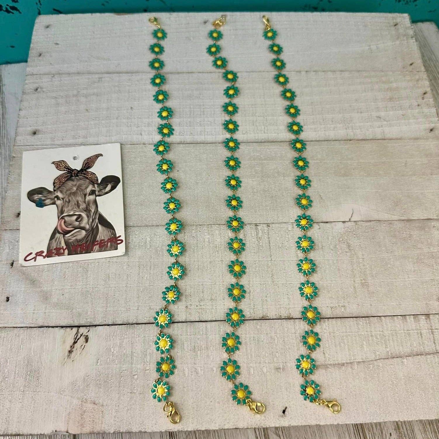 Trucker Hat Chains: TEAL FLOWER