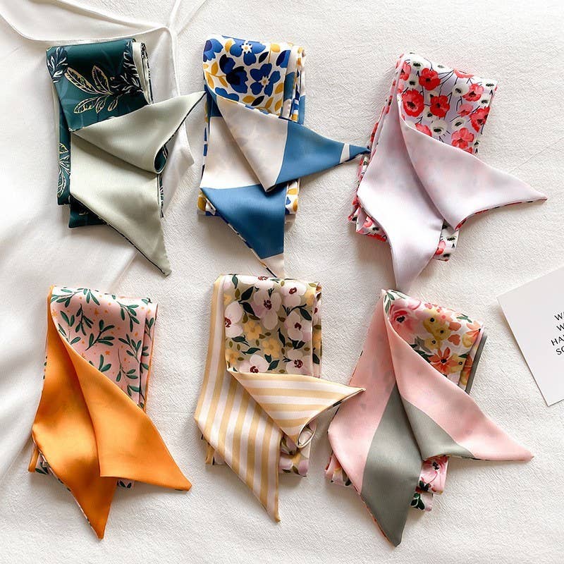 SOFT SILKY SKINNY TWILLY SCARF NECKLACE WRAP | 40SC685