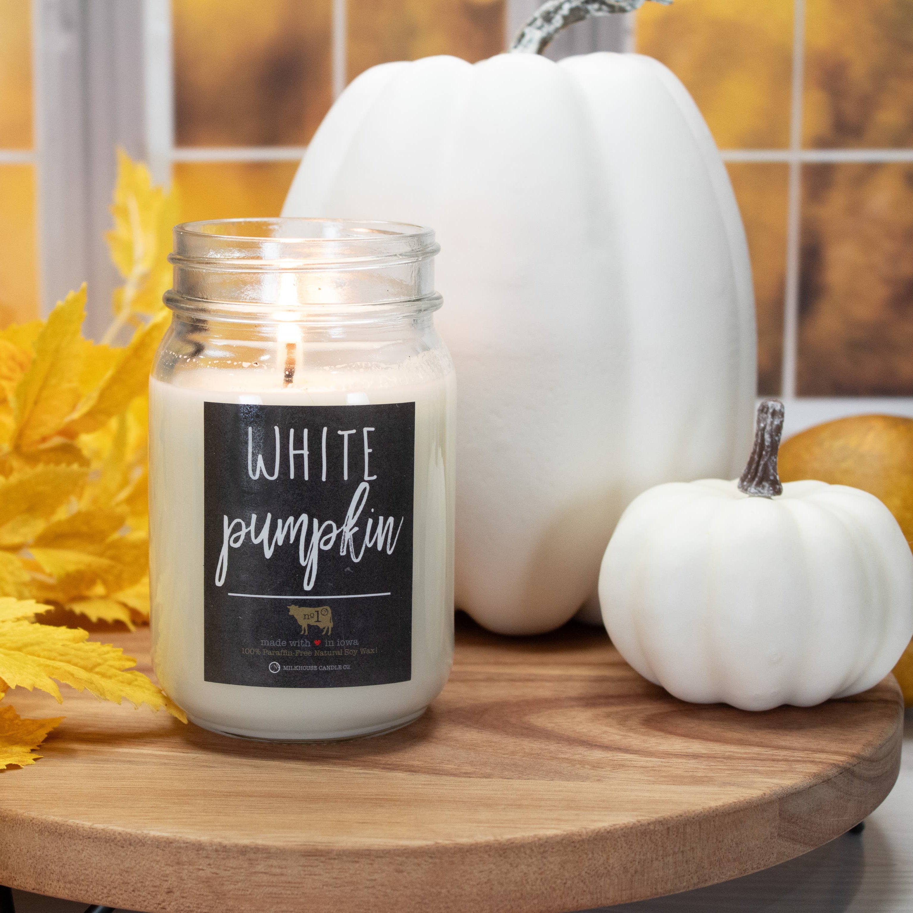 13 oz Mason Jar Candle: White Pumpkin