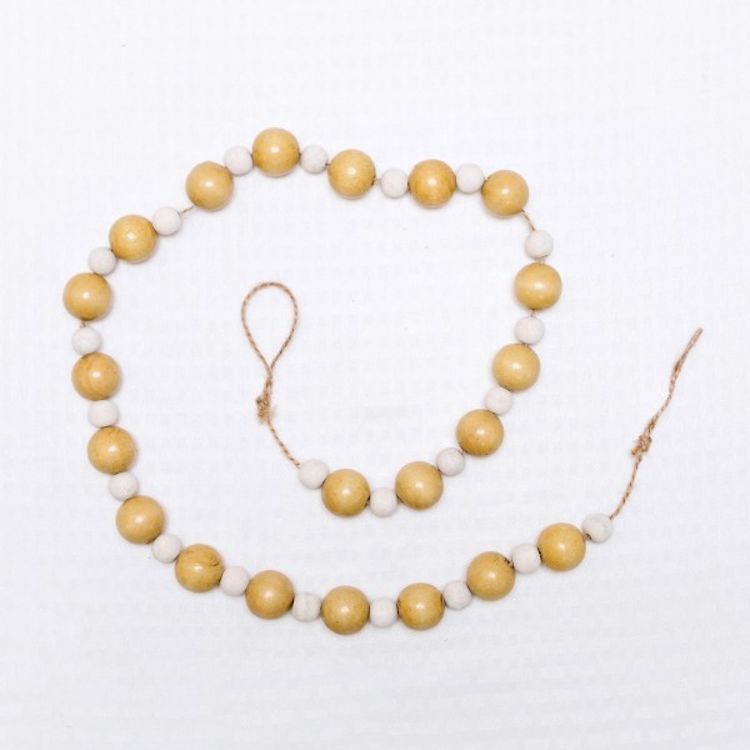 White and Cream Wooden Bead Garland