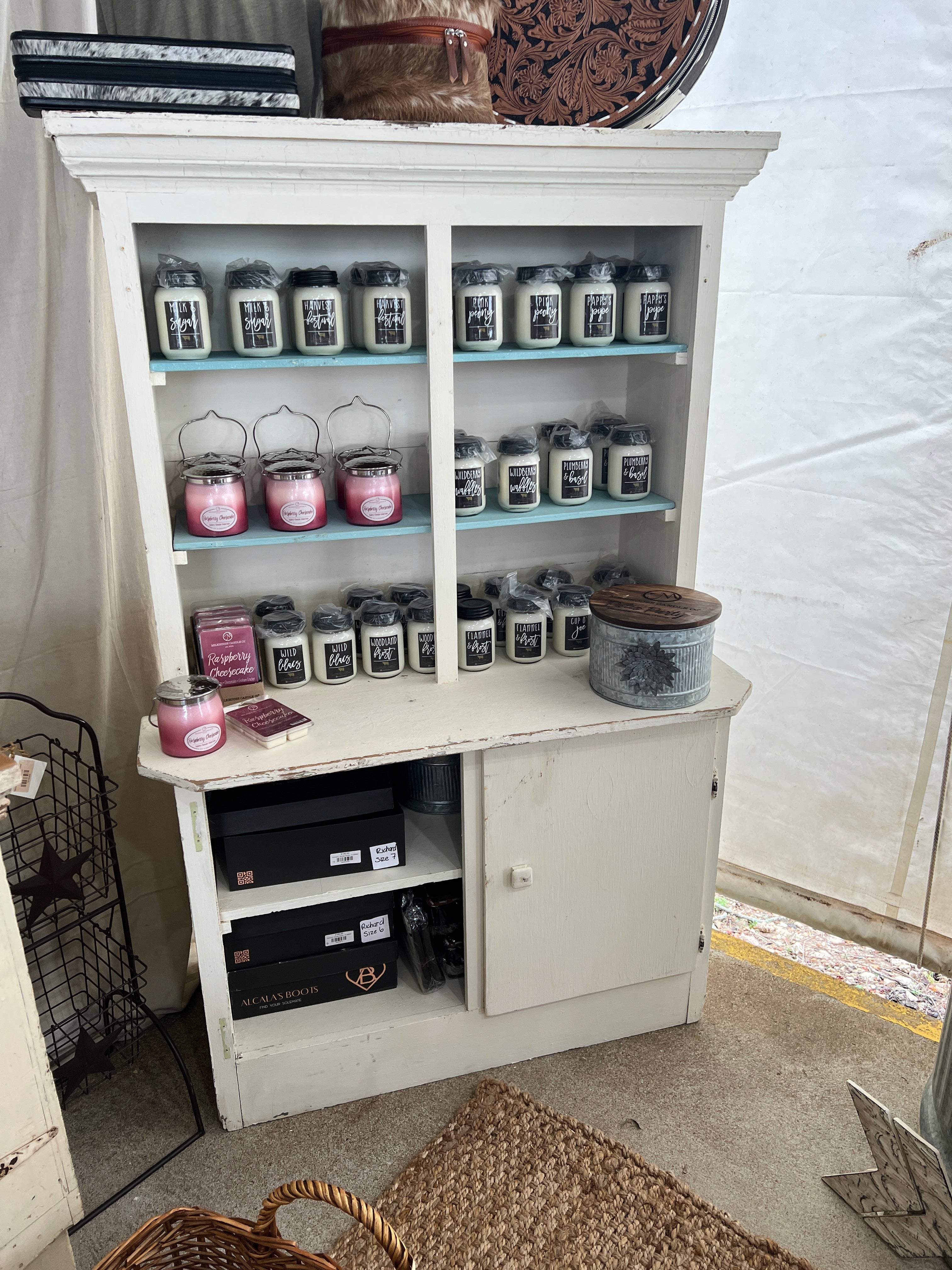 White Farm Cubby - Blue shelves