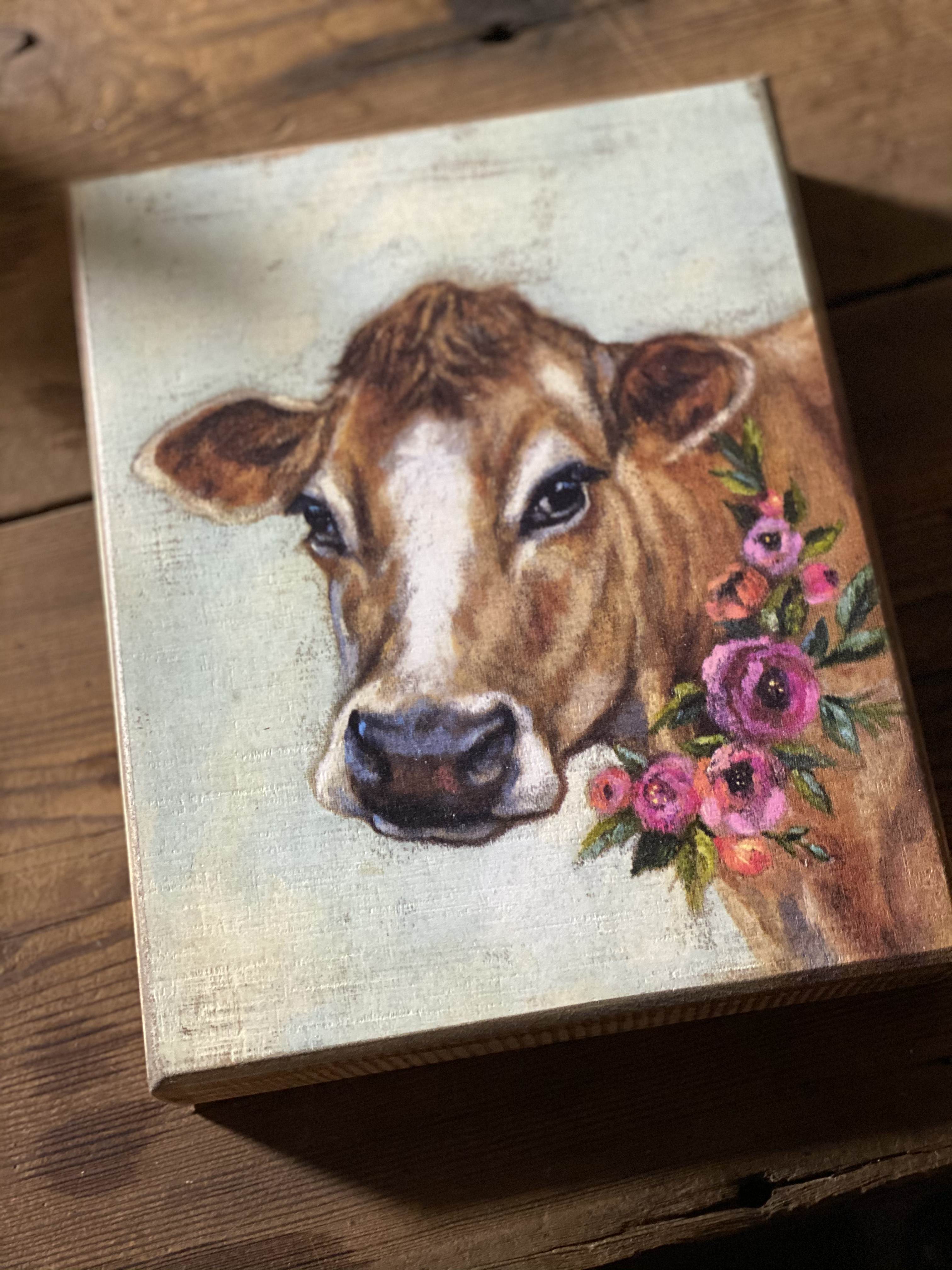 Cow Floral Box Sign