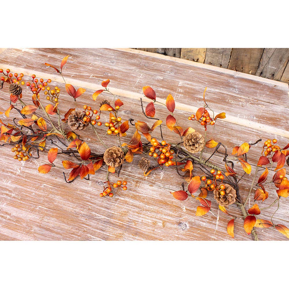 Orange Leaf and Berry Garland - 48 in