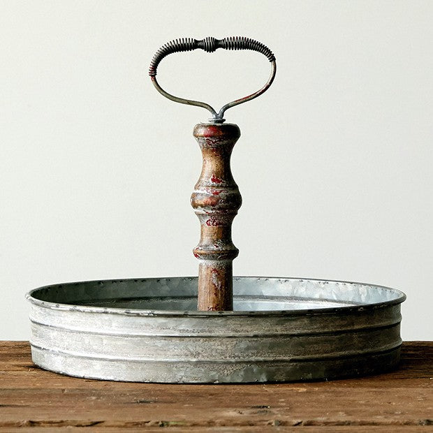 Metal Tin Tray w/ Handle