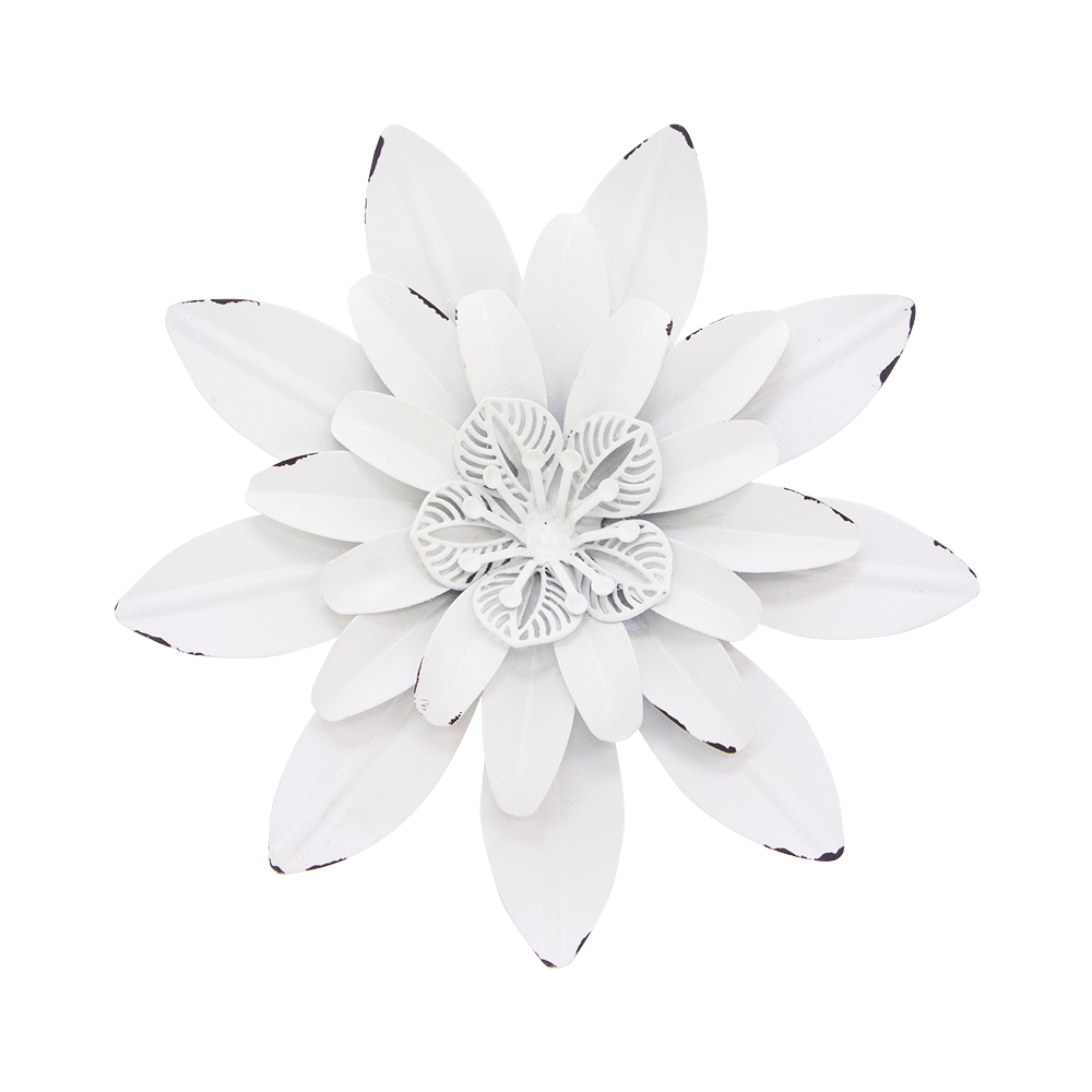 White Metal Flower Hanger - 4.92 x 0.9 x 4.92 in