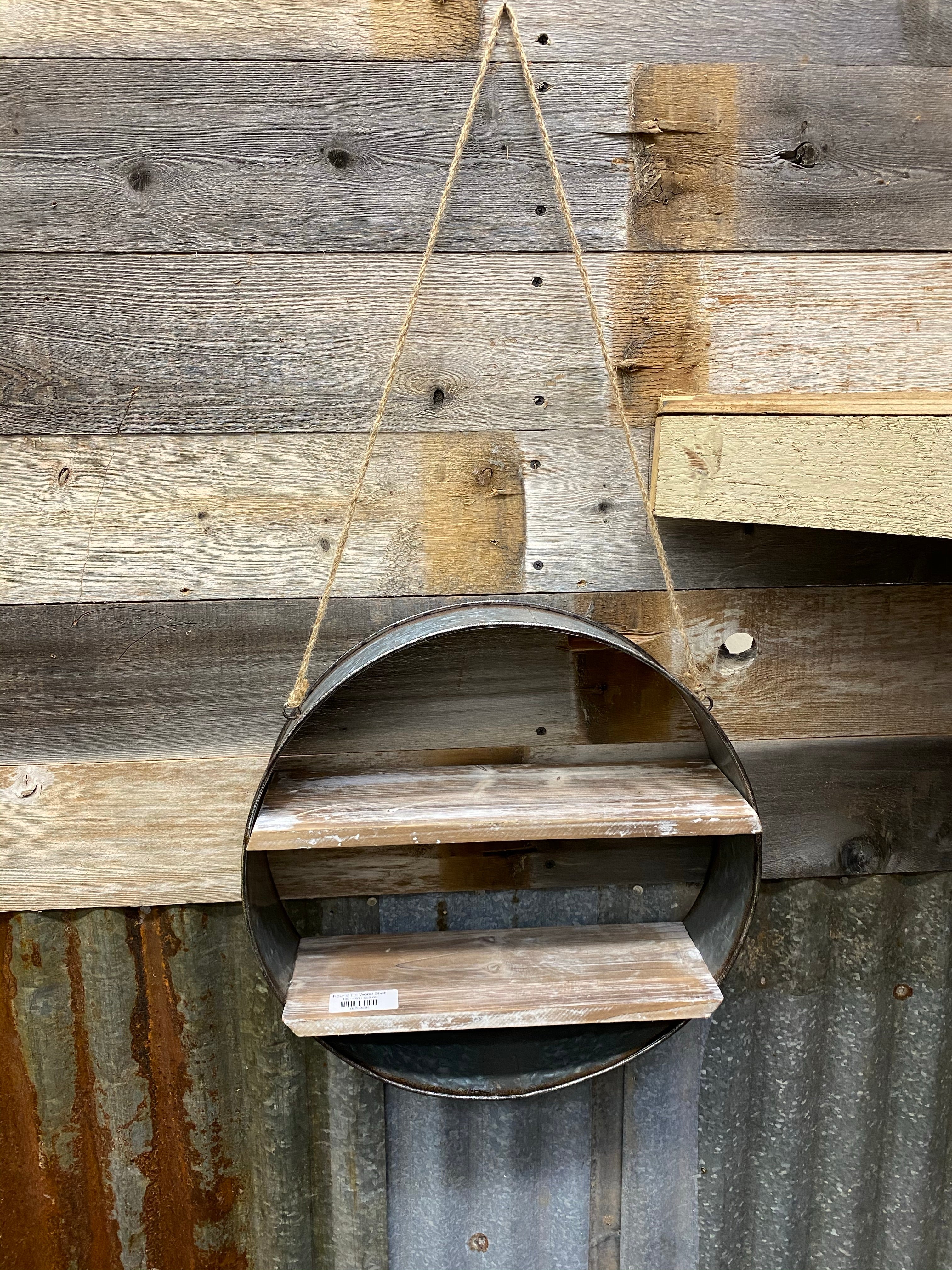 Round Tin Wood Shelf